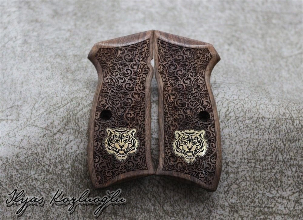 CZ 75-85B Kaplan Logolu Desenli Ceviz Kabza