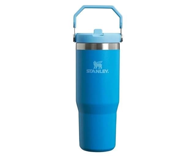 The IceFlow  Flip Straw Tumbler 0.89L / 30oz Mavi Çelik Termos