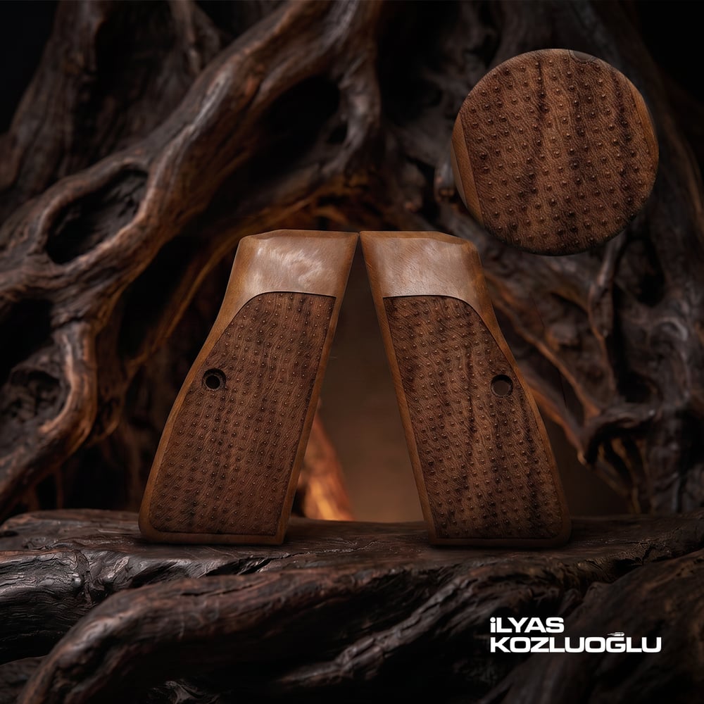 Browning MK3 Ceviz Kabza Yüzey Damla Desen İşlemeli Logosuz Kabza