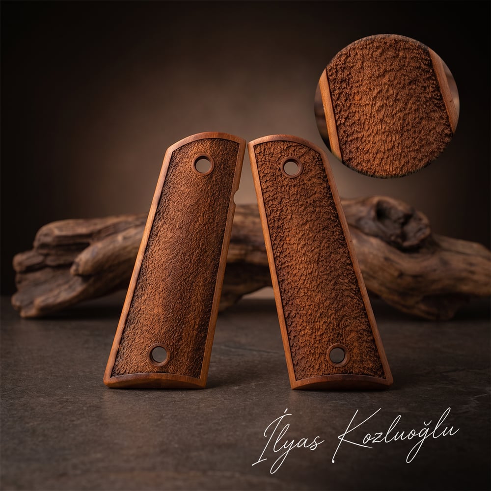 Colt 1911 Ceviz Kabza Tam Yüzey Toprak Desenli Logosuz