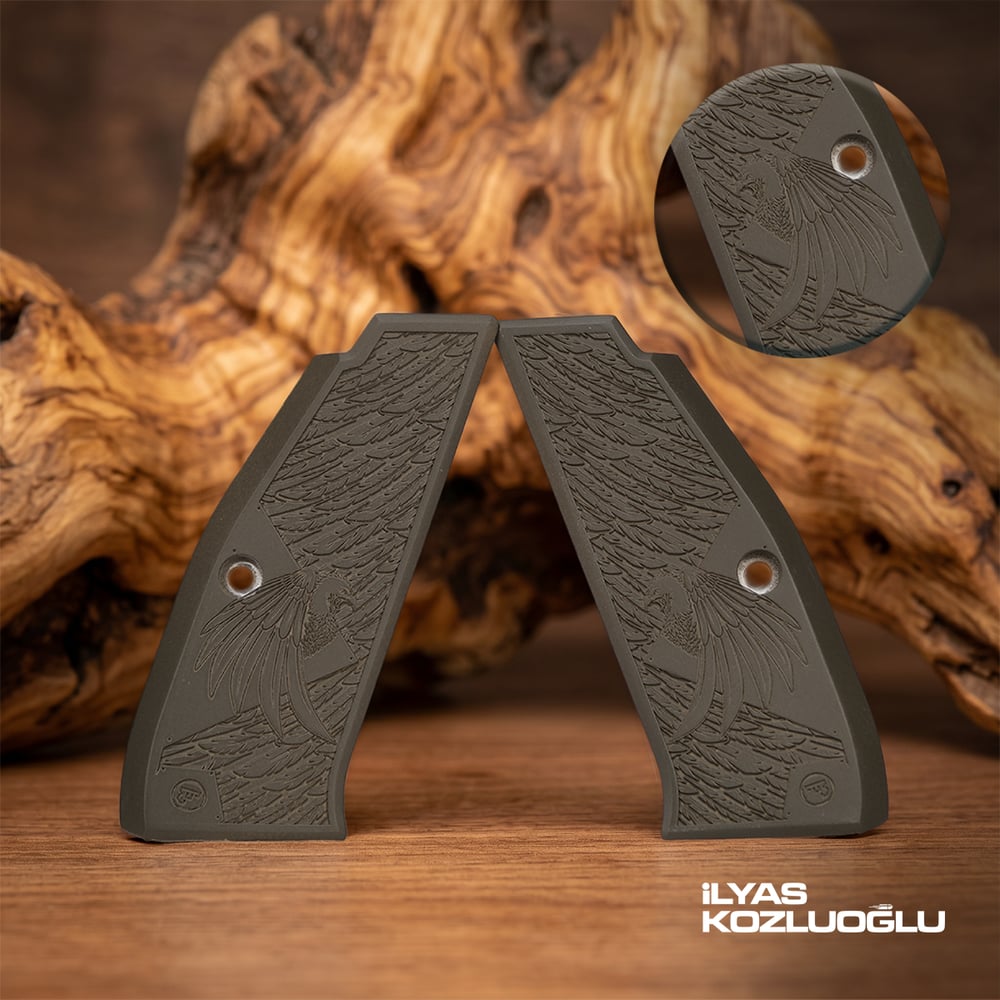 CZ 75 B & CZ Shadow 1 Uyumlu Alüminyum Kabza Tam Yüzey Kuş Tüyü Desenli