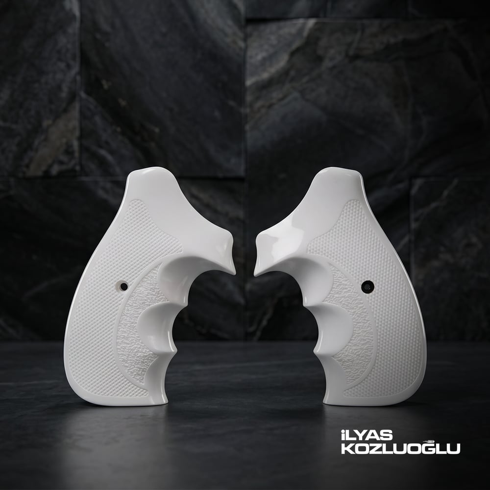 Smith & Wesson K/L/X Frame Round Butt Beyaz Pleksi Kabza Tam Yüzey Desenli Logosuz