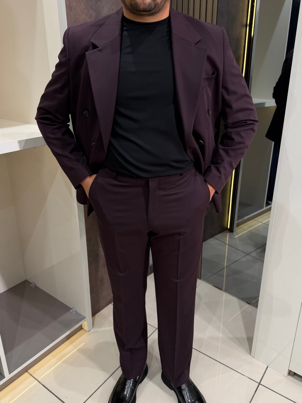 Loose Fit Kruvaze Takım | Mürdüm