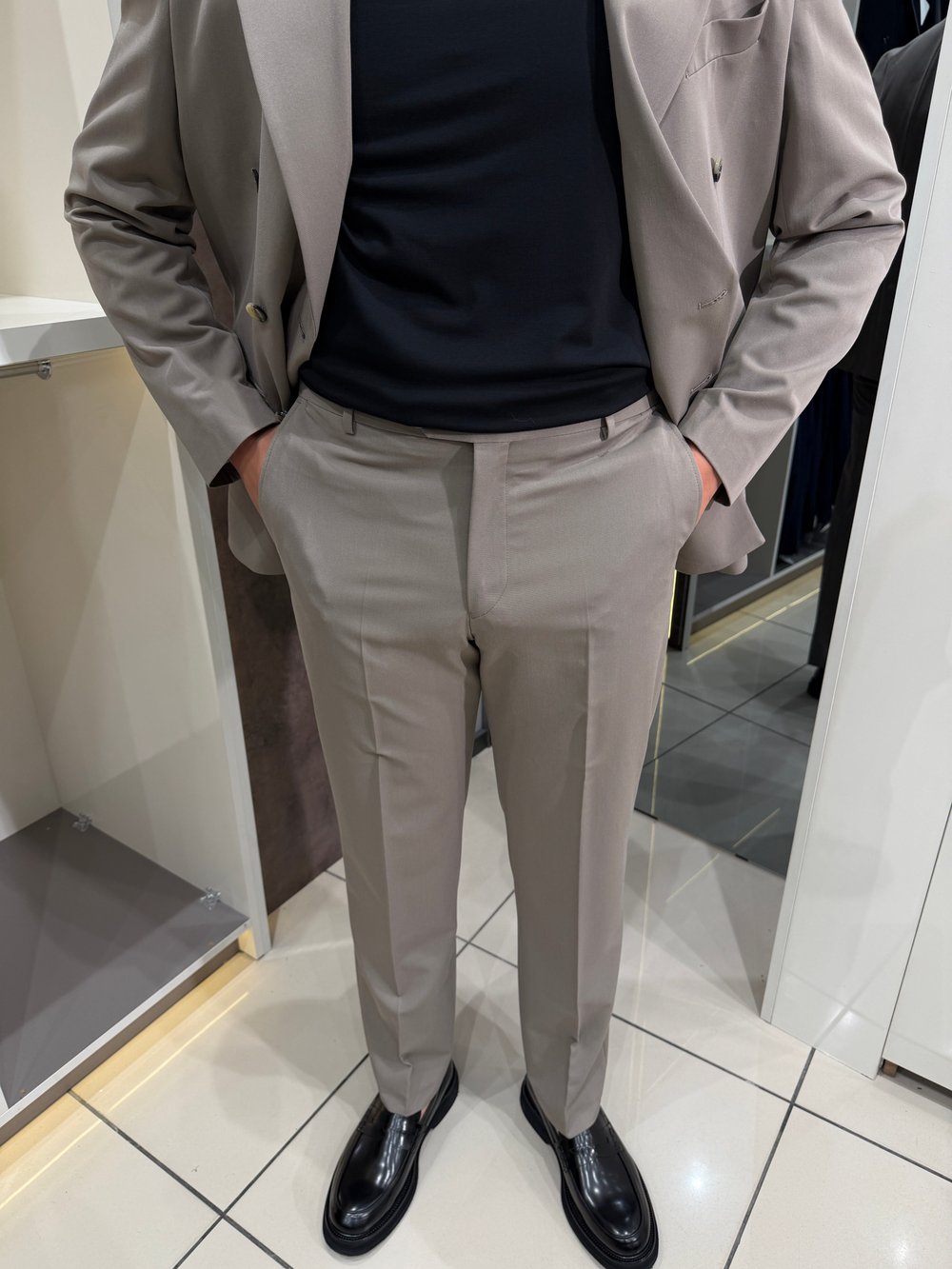 Loose Fit Kruvaze Takım | Vizon