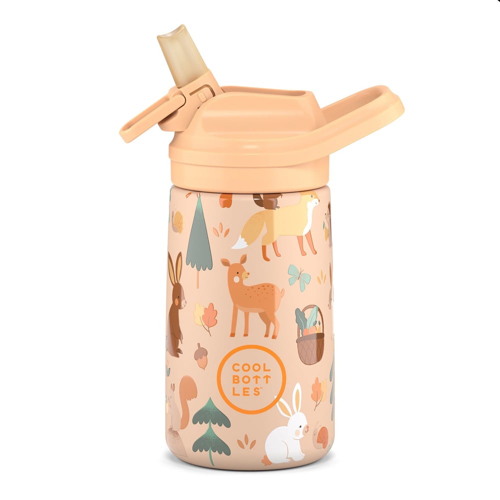 Cool Bottles Paslanmaz Çelik Suluk - The Kiddie Bottle - Woodland Buddies 350ml-CBKD35WB