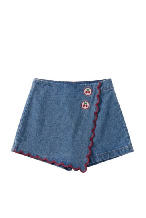 LA'CIEL PARİS Cherry Denim Şort Etek