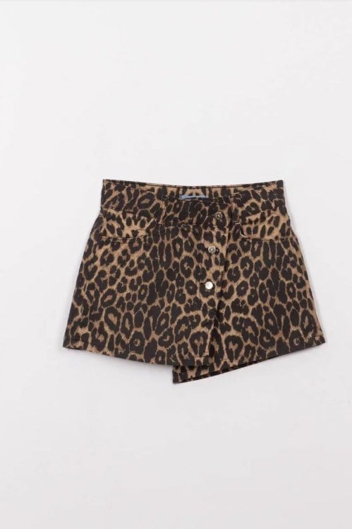 LA'CIEL PARİS Leopar Desenli Şort Etek