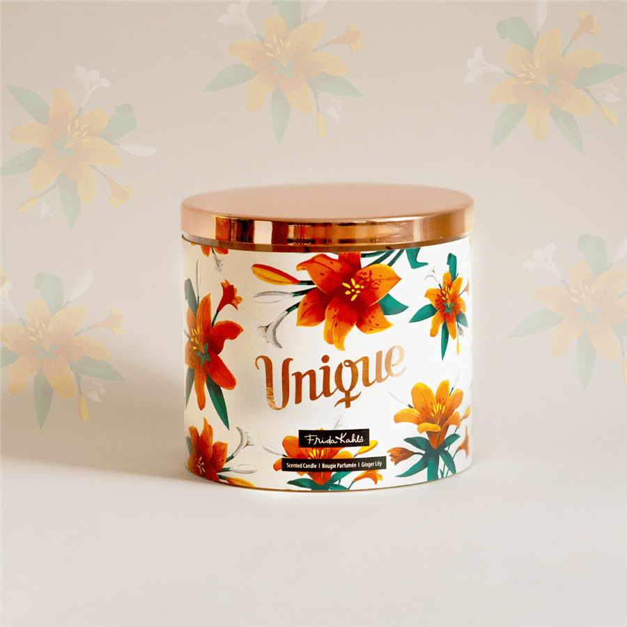 Frida Kahlo Temalı Kokulu Mum - 400 gr, 3 Fitilli