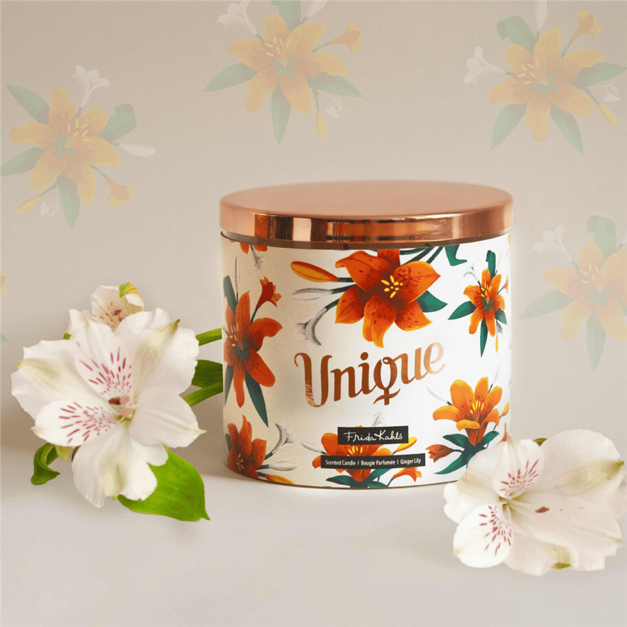 Frida Kahlo Temalı Kokulu Mum - 400 gr, 3 Fitilli