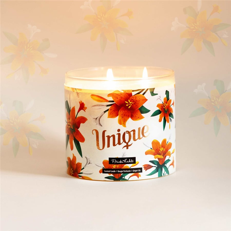 Frida Kahlo Temalı Kokulu Mum - 400 gr, 3 Fitilli