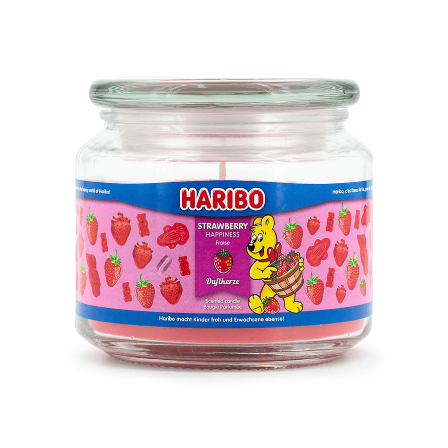 Haribo Çilek Mutluluk Kokulu Mum 300 gr 50 Saate Kadar Yanma Süresi