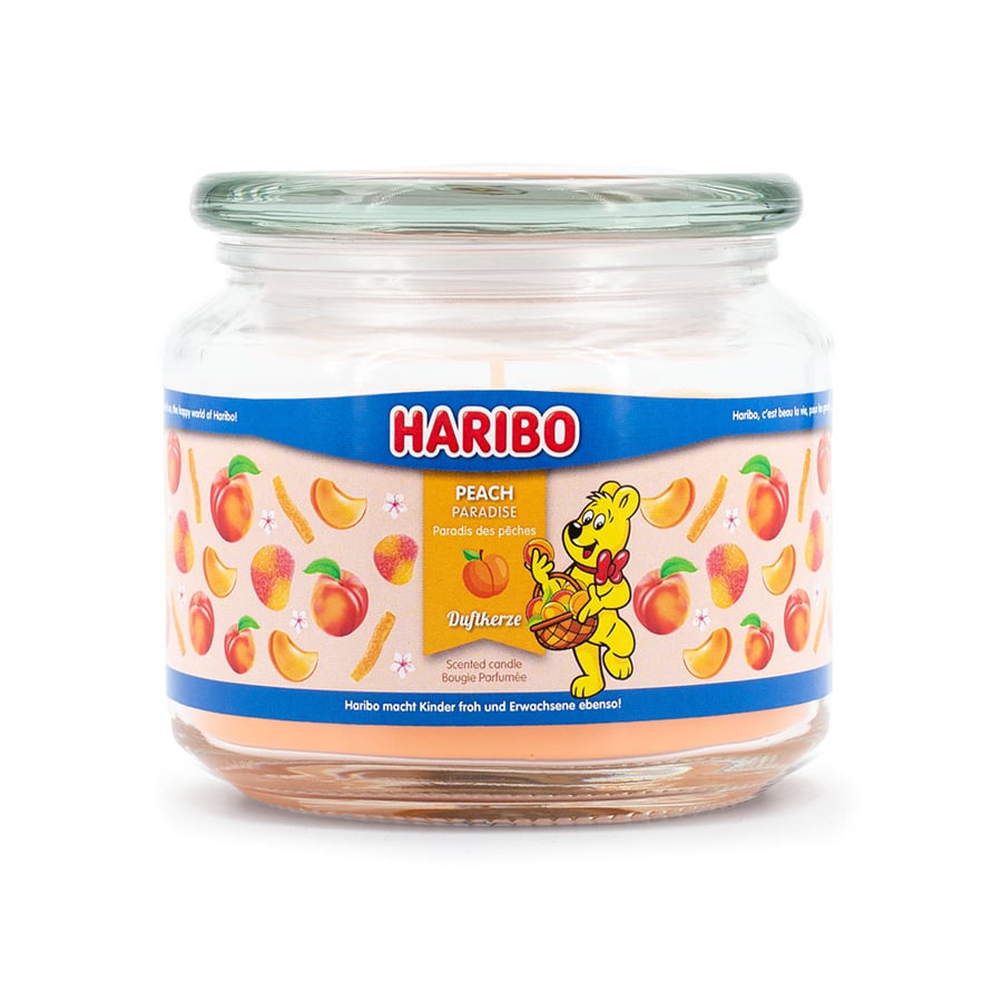 Haribo Şeftali Cenneti Kokulu Mum — 50 Saate Kadar Yanma Süresi