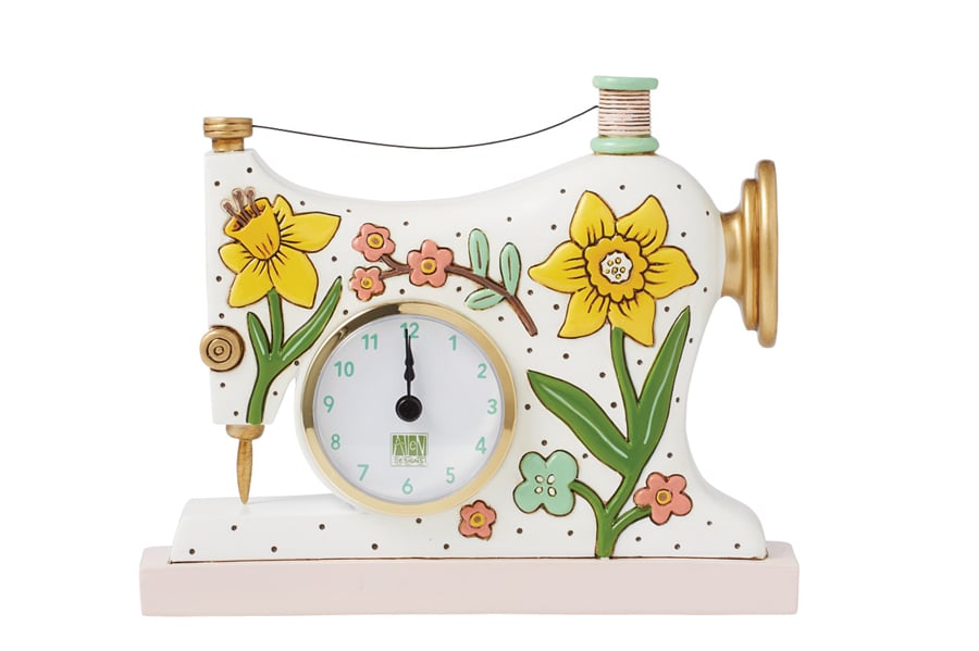 Allen Design Dikiş Makinesi Temalı Duvar Saati 16 cm Reçine
