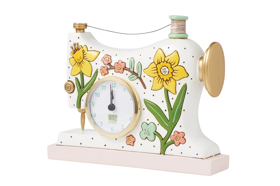 Allen Design Dikiş Makinesi Temalı Duvar Saati 16 cm Reçine