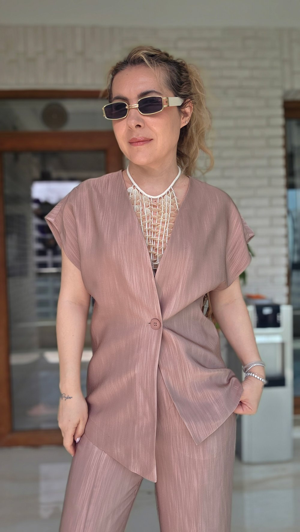 Pudra Yelekli Takım