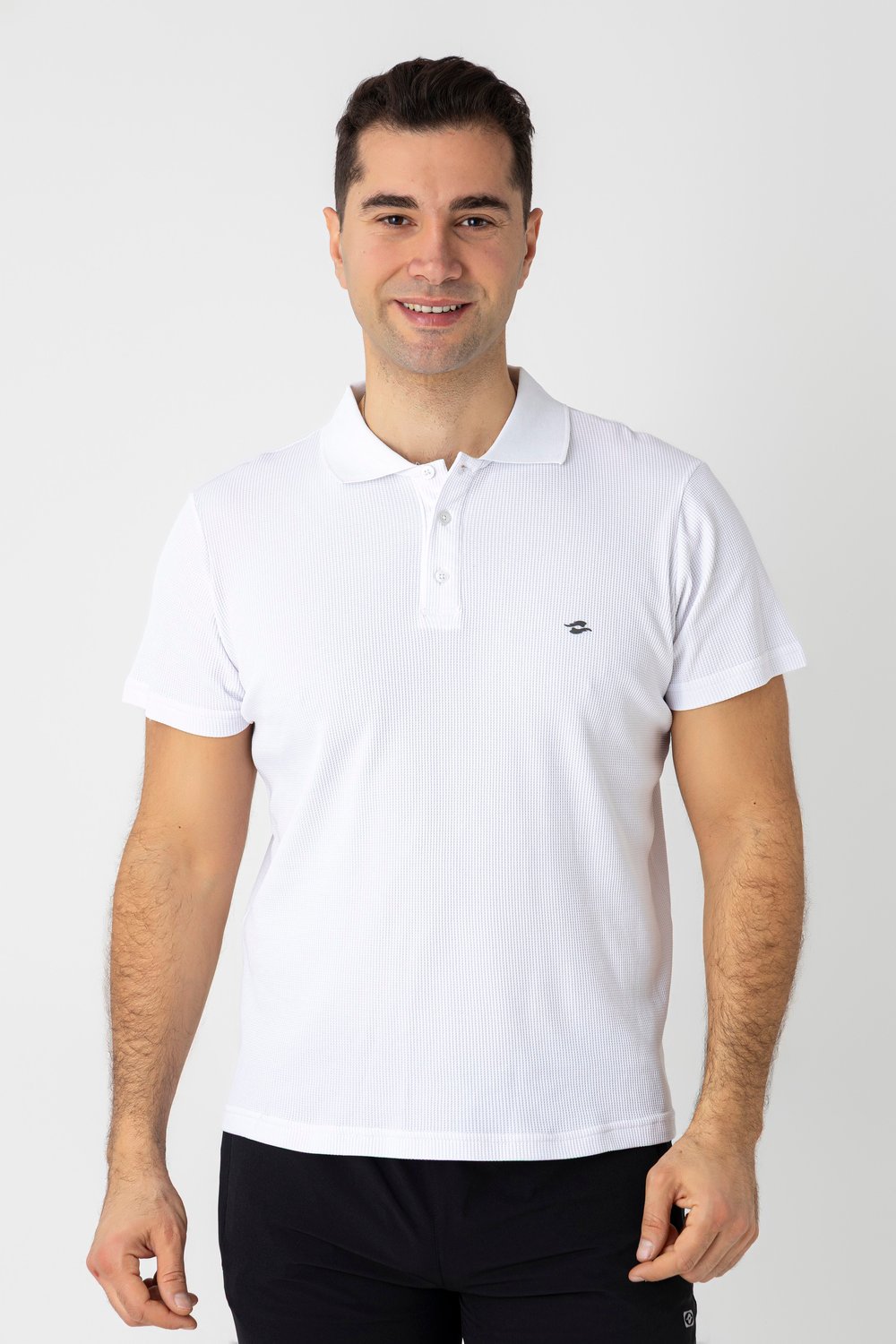 CROZWİSE PAMUK PİKE WAFFLE POLO YAKA T.SHİRT BEYAZ