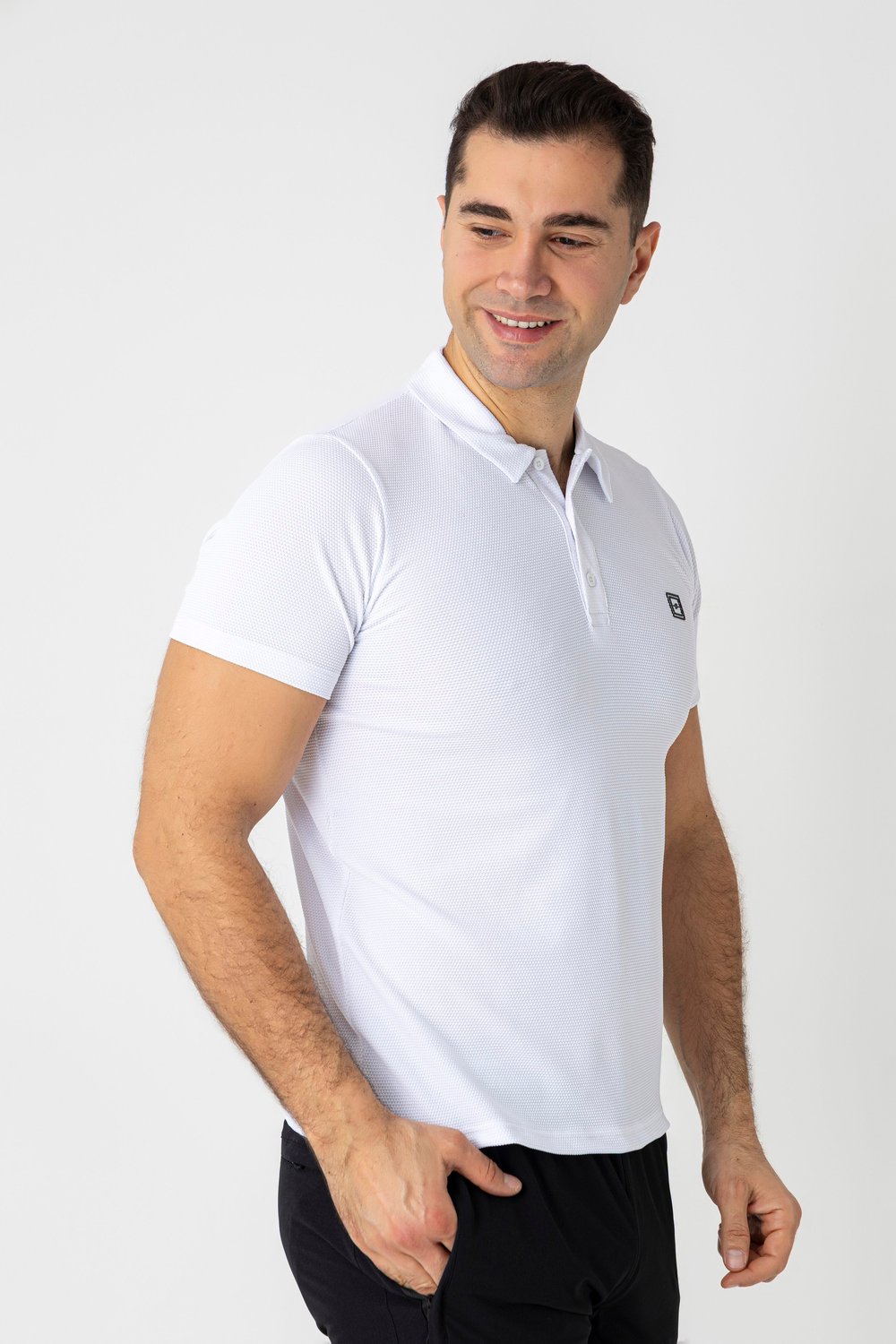 CROZWİSE WAFFLE POLO YAKA T.SHİRT BEYAZ