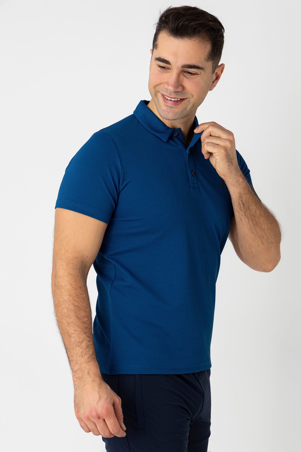 CROZWİSE WAFFLE POLO YAKA T.SHİRT SAX/LACİVERT