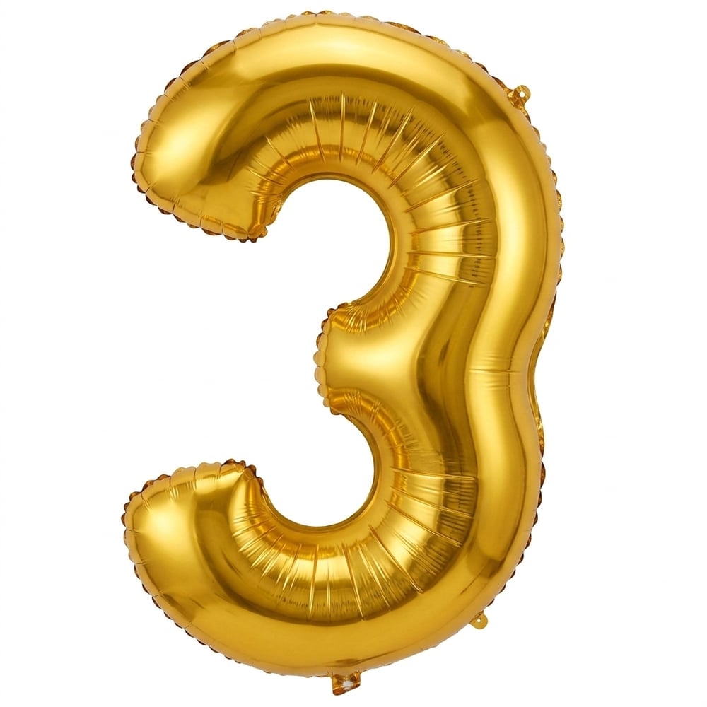 FOLYO BALON 40 İNÇ 102 CM GOLD RAKAM 3 YAŞ
