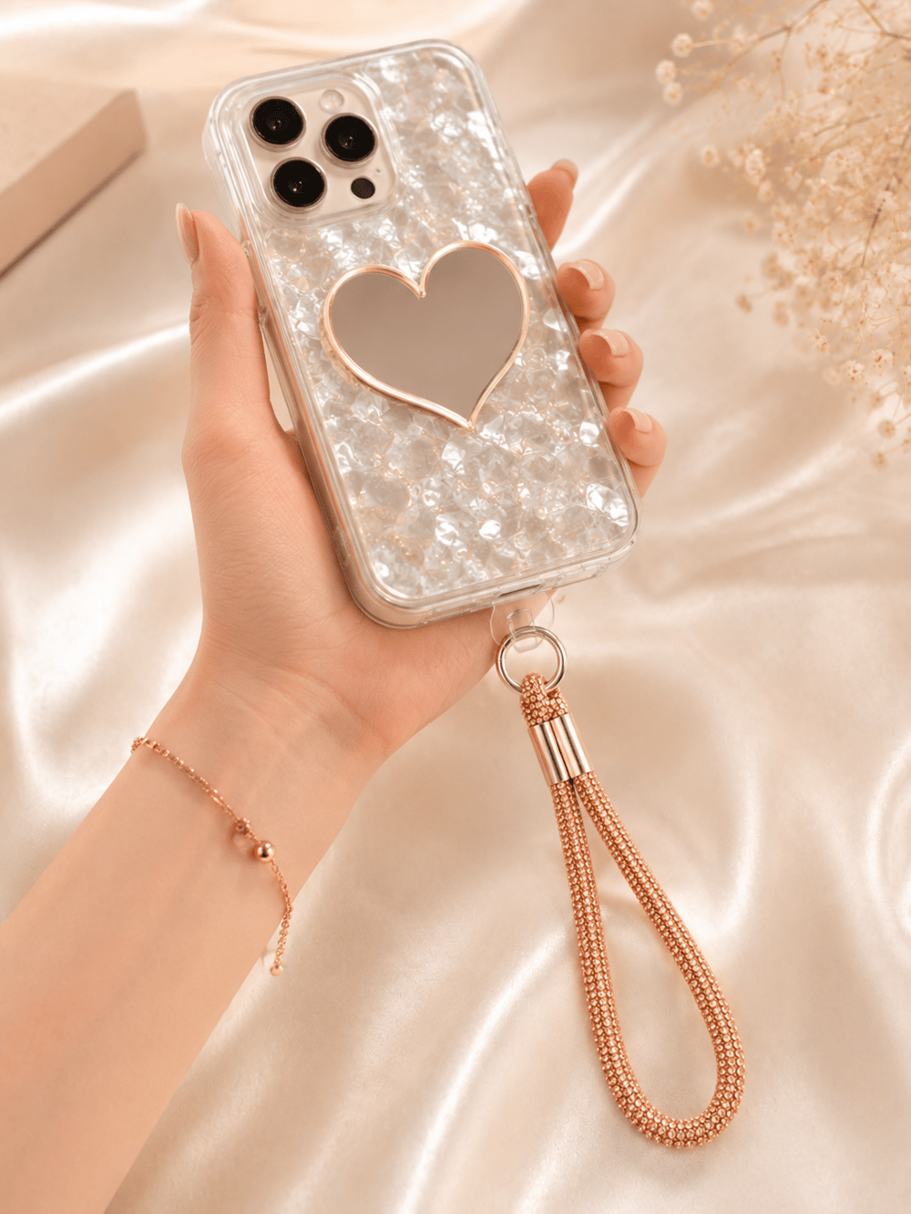 Gold Taşlı Telefon Bilek Askısı – Kristal Taşlı Şık El Askısı
