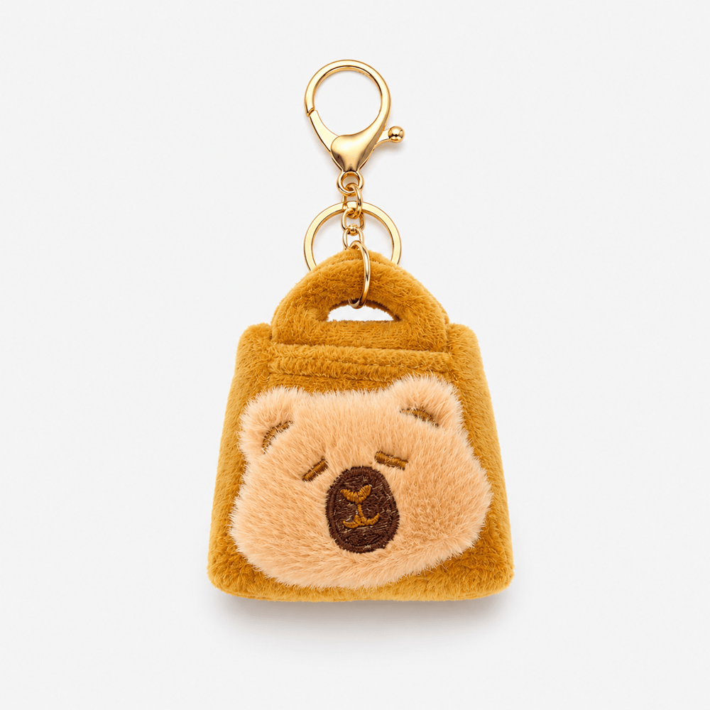 Kahverengi Peluş Capybara Mini Çanta Charmı | Sevimli Çanta Aksesuarı