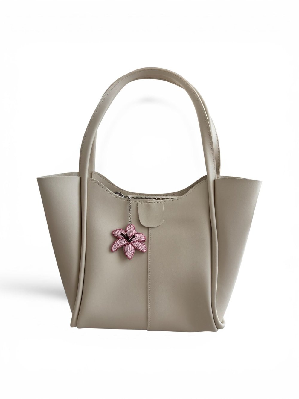 Pembe Çiçek Çanta Charmı – Boncuk İşlemeli Bag Charm