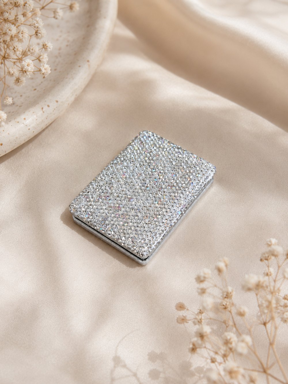 Silver Taşlı Dikdörtgen Cep Aynası