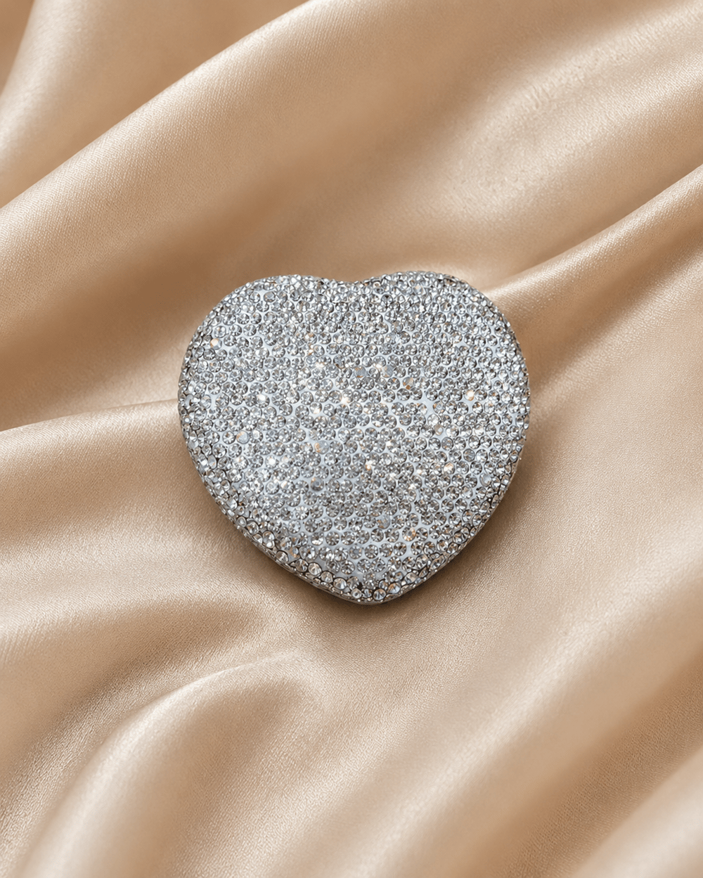 Silver Taşlı Kalpli Cep Aynası