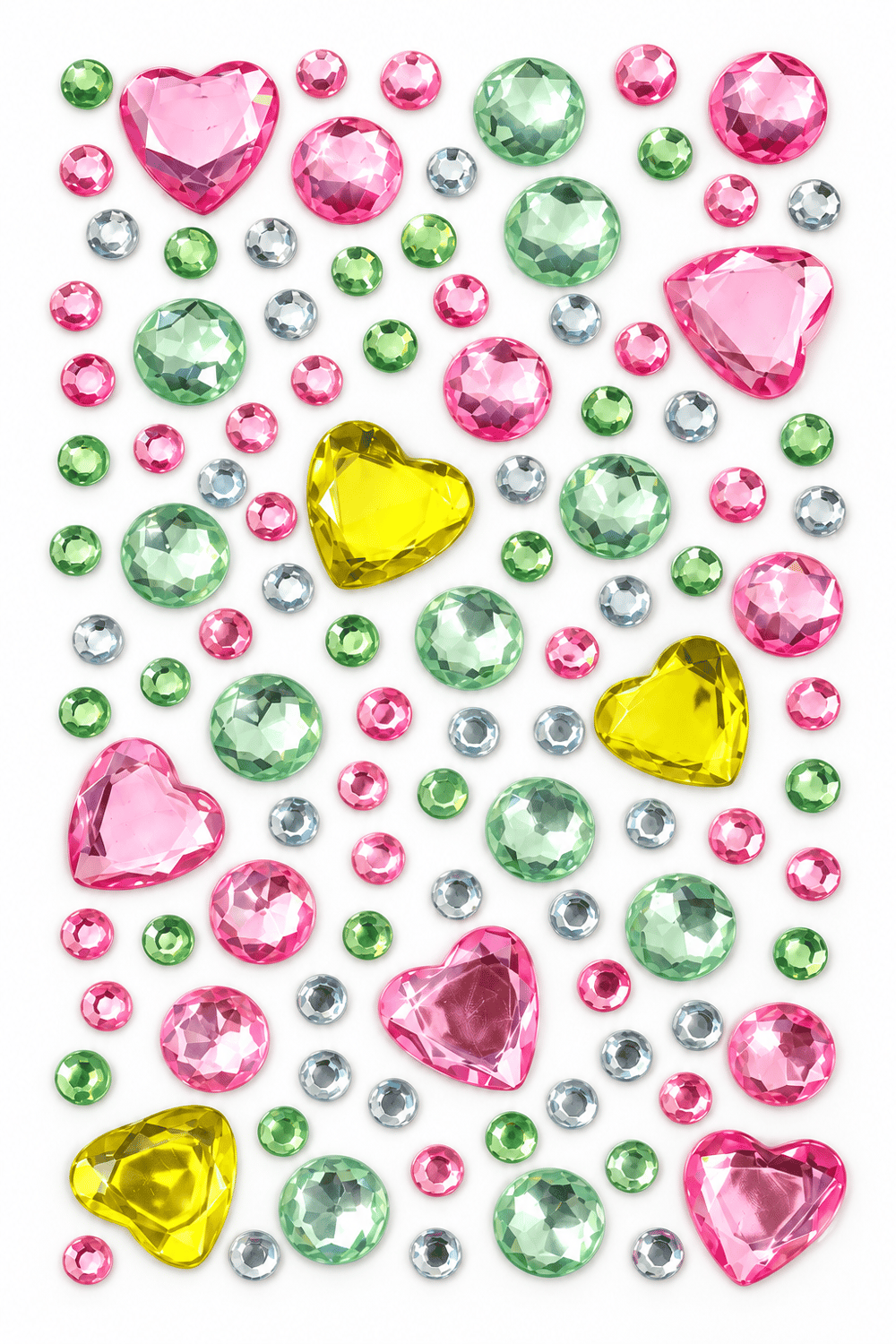 Taş & Kalp Rhinestone Sticker – Yapışkanlı Saç, Yüz, Tırnak, Vücut ve Süs Taşı