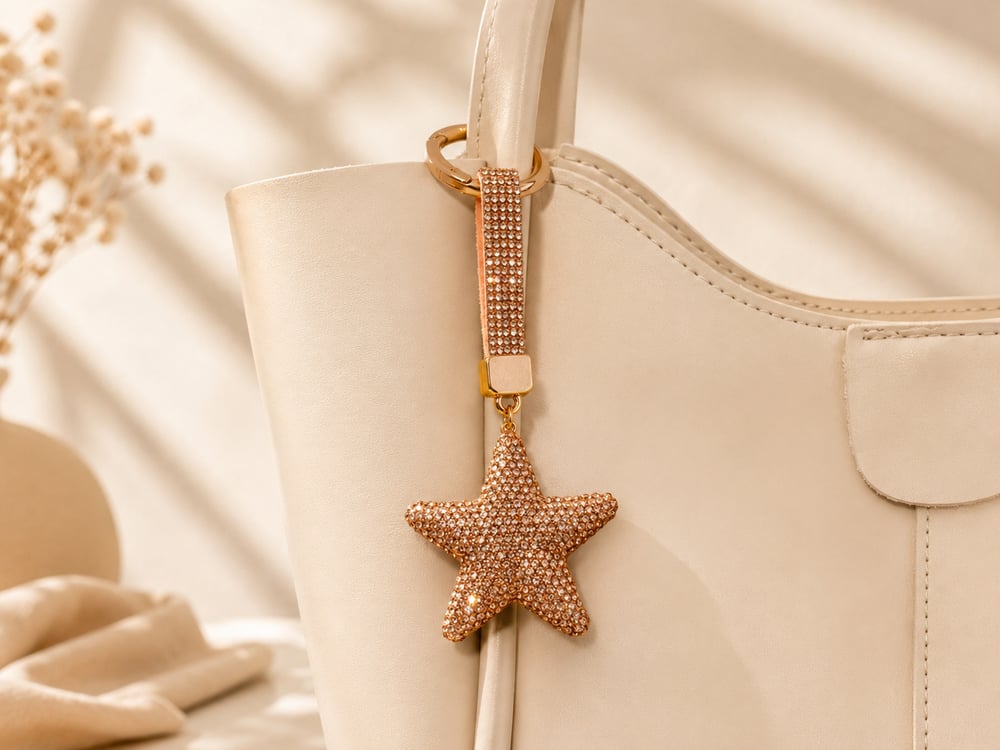 Yıldız Taşlı Luxury Çanta Charmı – Gold Kristal Bag Charm