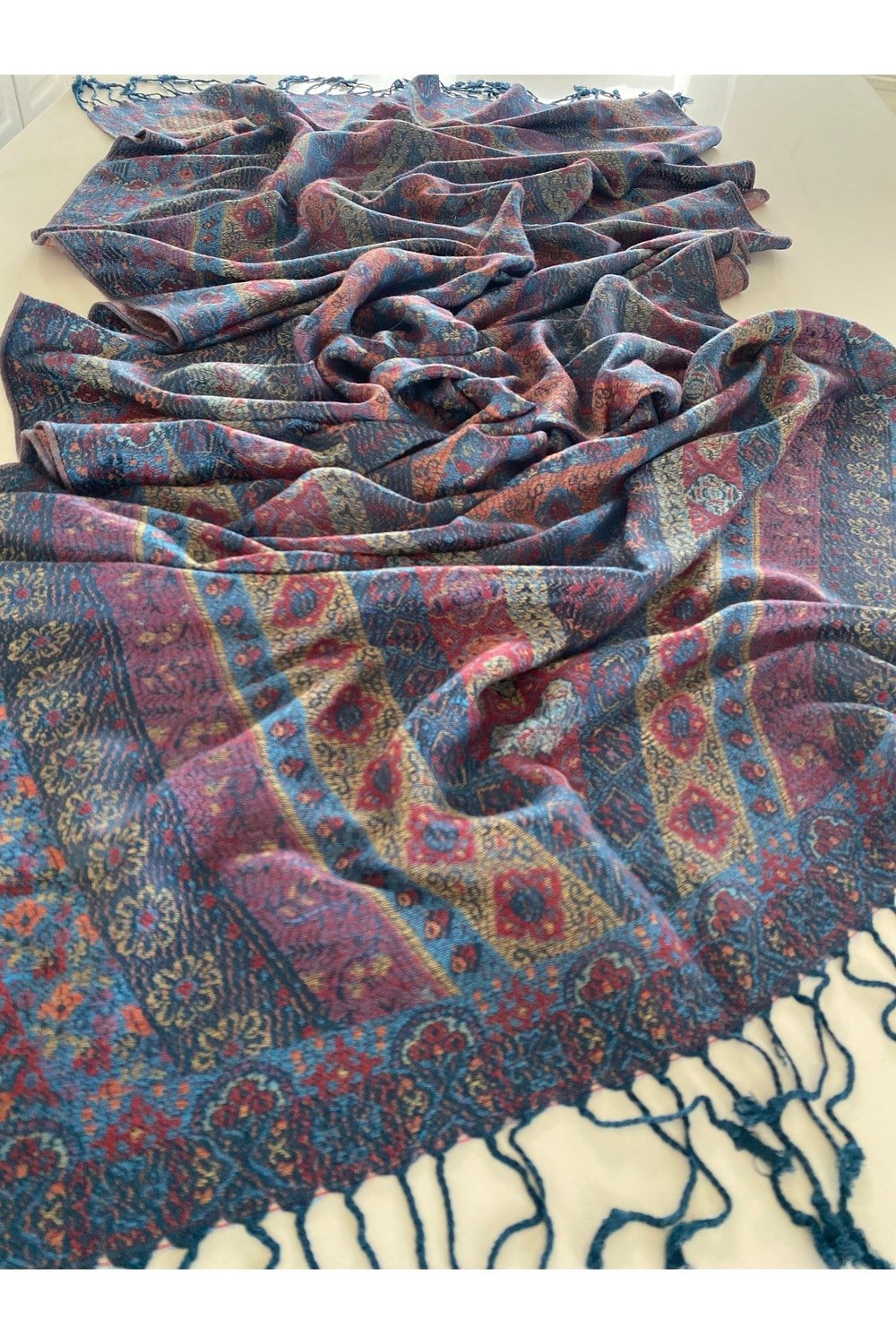 İndigo Elegansa Omuz Atkısı Kaşmir Dokulu Şık Şal Kasmir Sal (Cashmere)