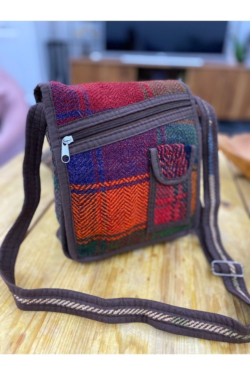 Iran Işi El Yapımı Turuncu Günlük Bohem Postacı Kilim Çanta