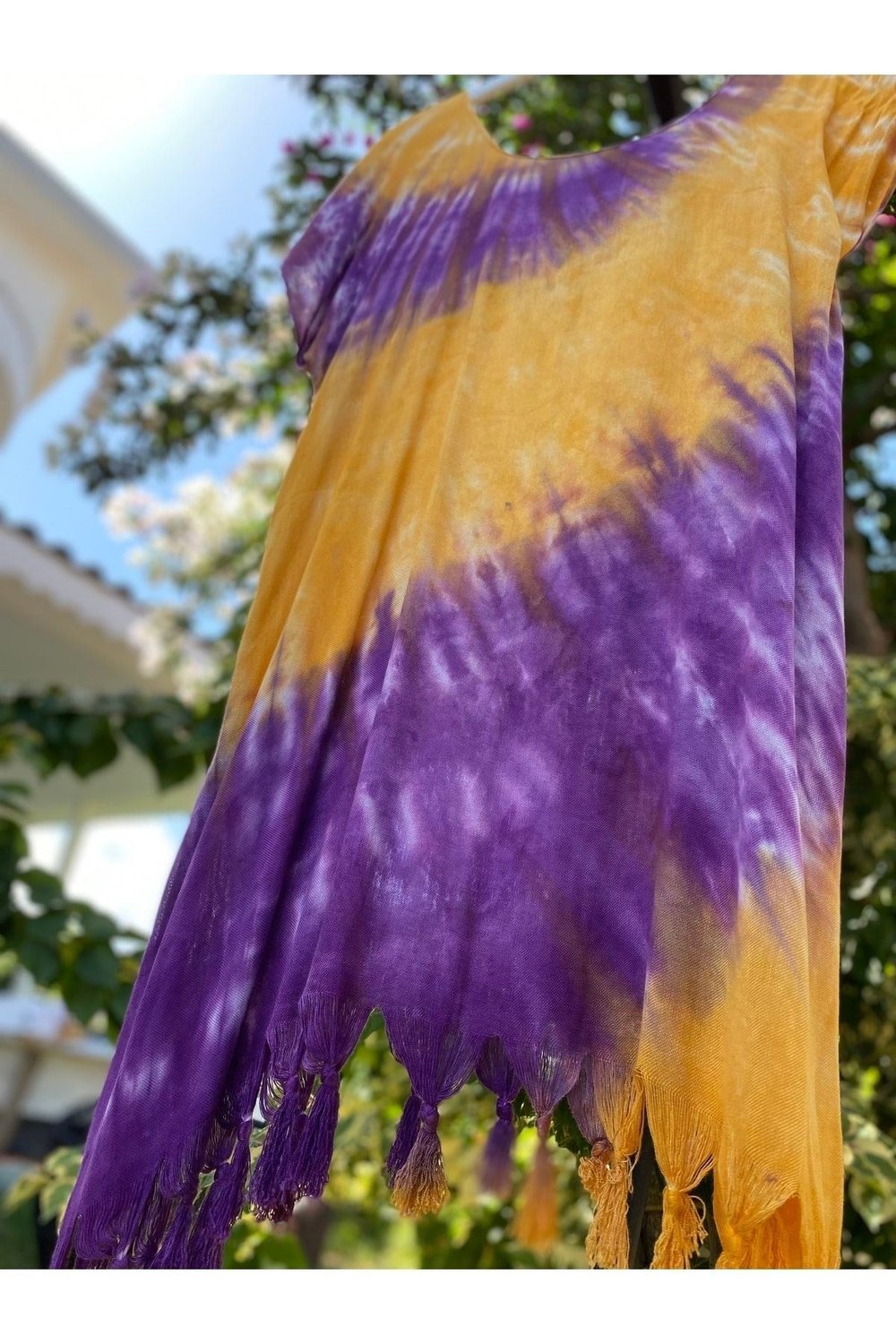 Kadın Batik Desen Kloş Plaj Elbisesi