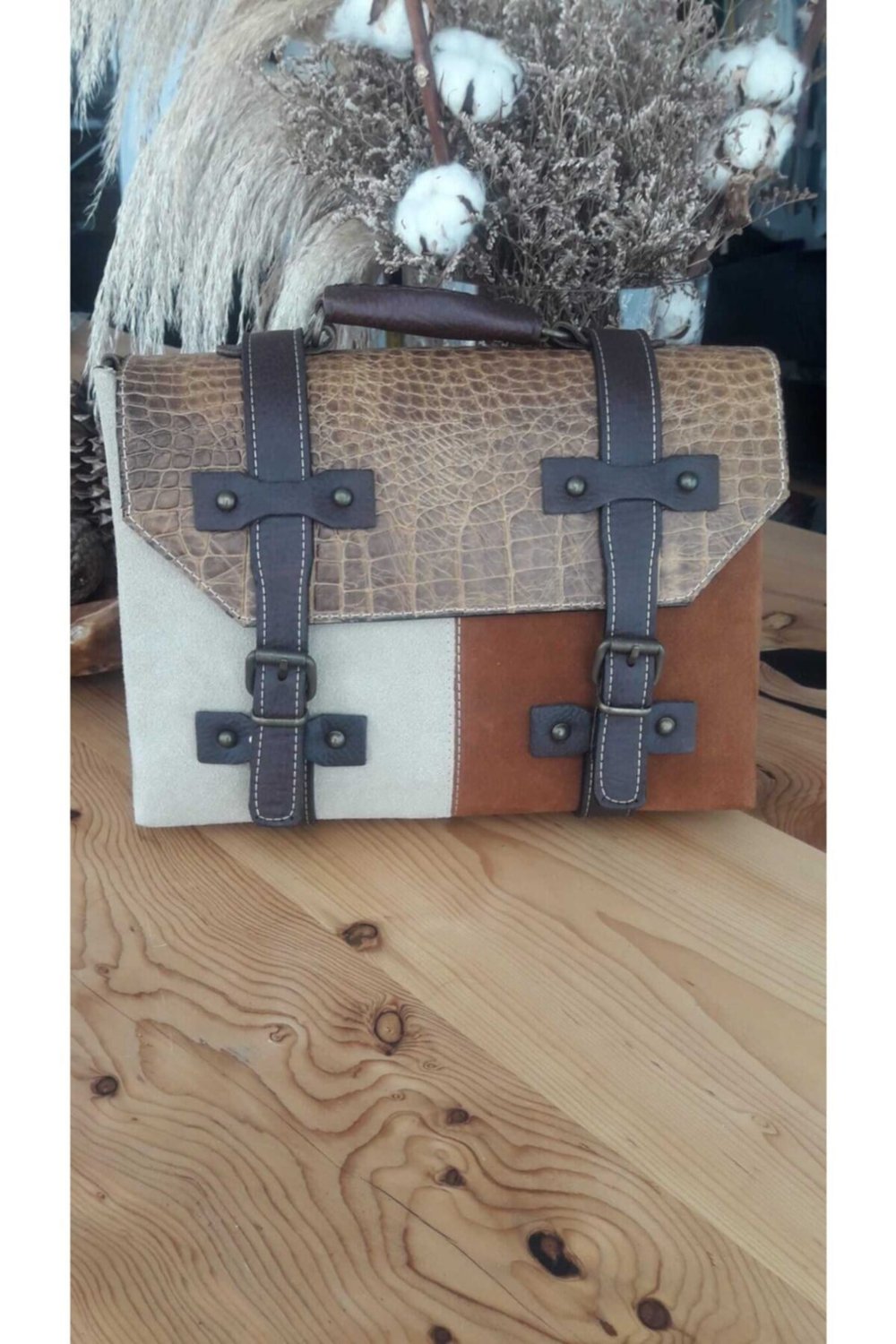 Kadın Kahverengi Naturel Deri Çanta