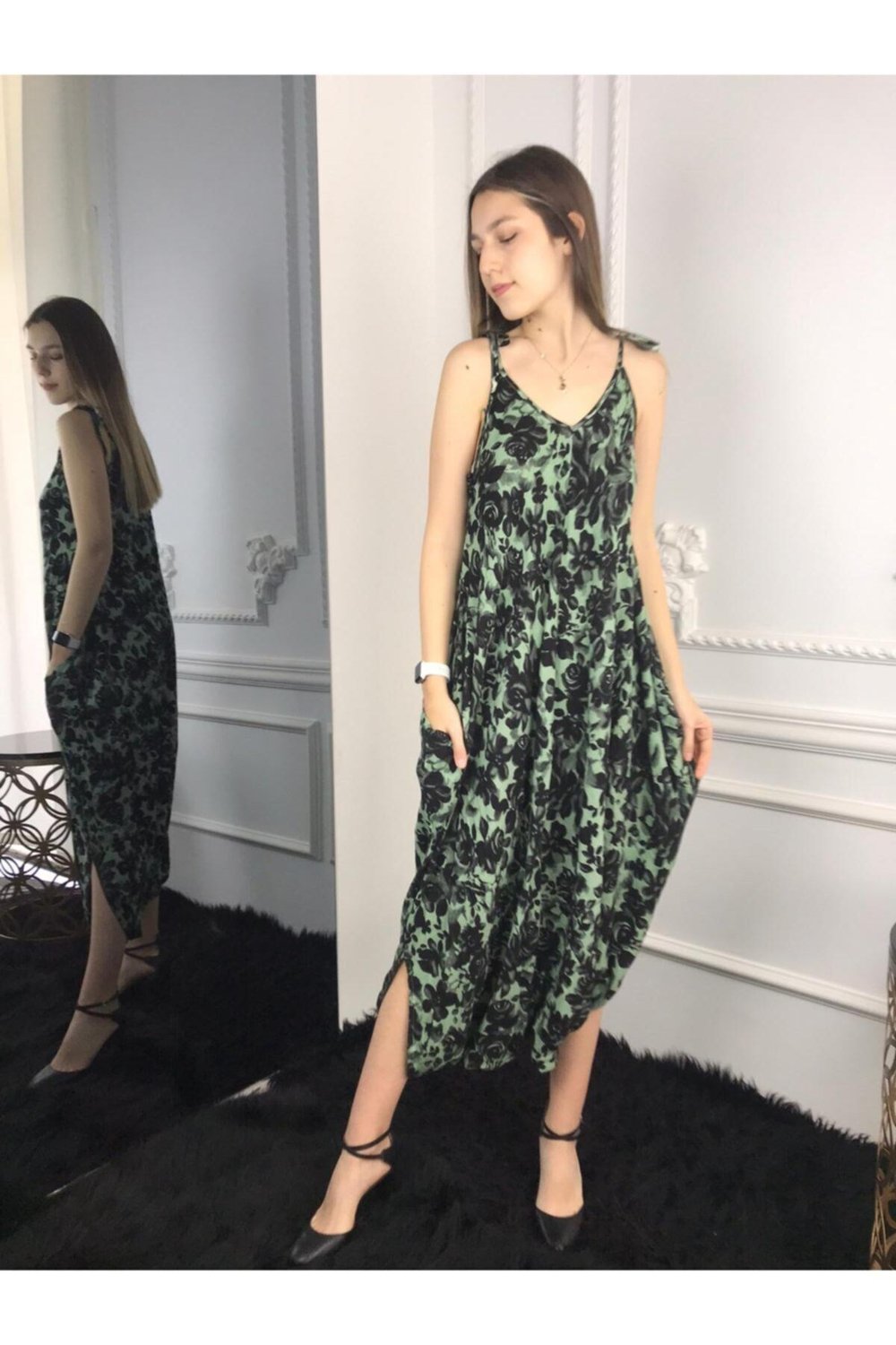 Kadın Mint Naturel Ayarlanabilir Askılı Bohem Tulum