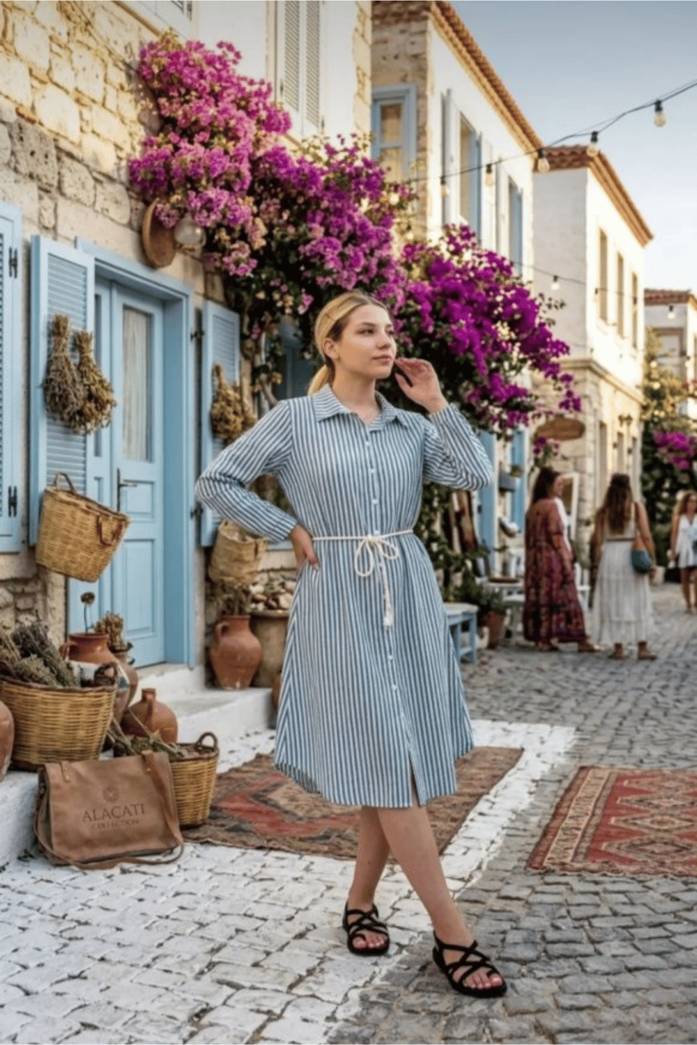 Kadın Organik Pamuk Uzun Kollu Gömlek Elbise