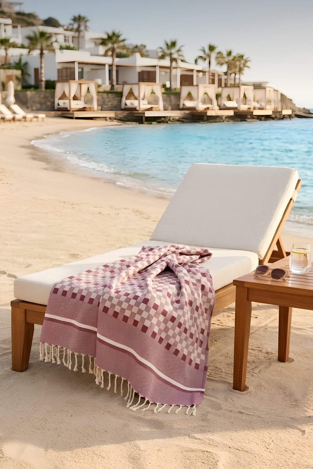 Organik Pamuk Kırmızı Hamam Sauna Plaj Peştemali 90x190