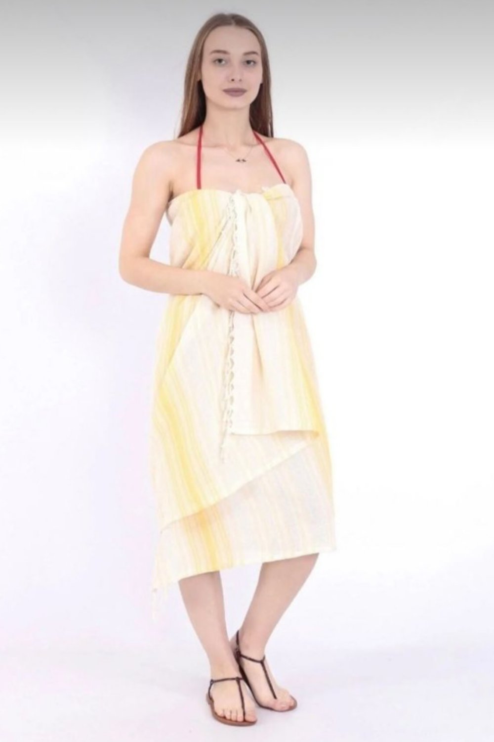 Organik Pamuk Sarı 90x190 Plaj Hamam Peştemali