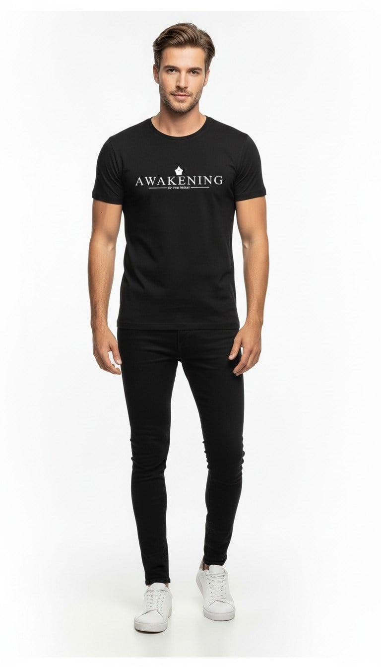 Awakening Minimal Baskı Detaylı Erkek Günlük T-Shirt