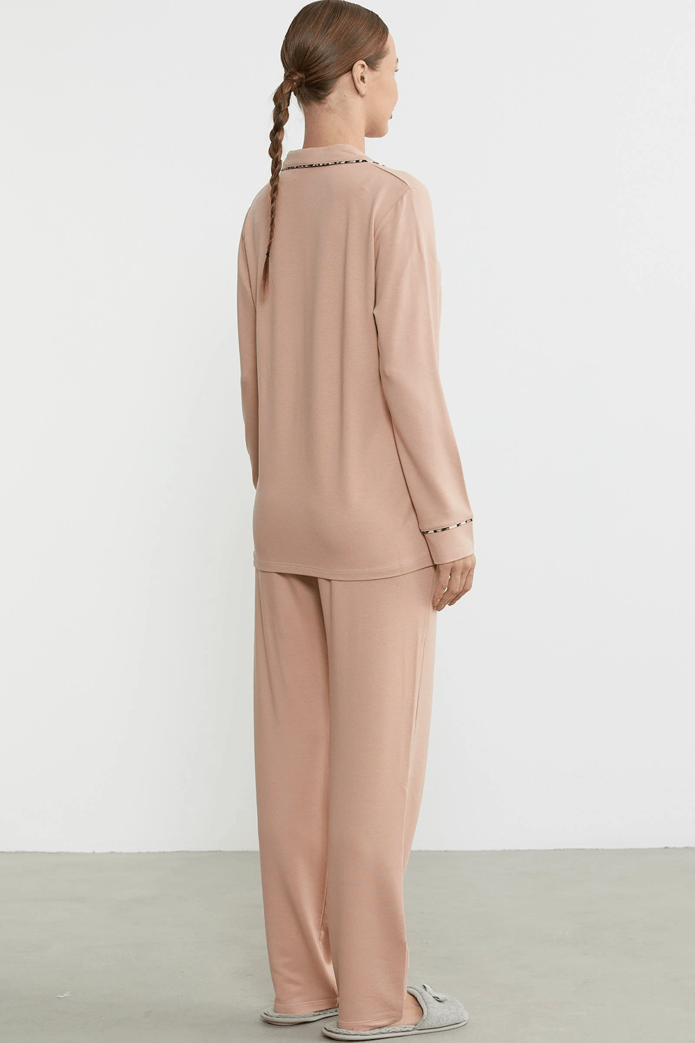 Sementa 76444 Düz Renk Gömlek Model Pijama Takım