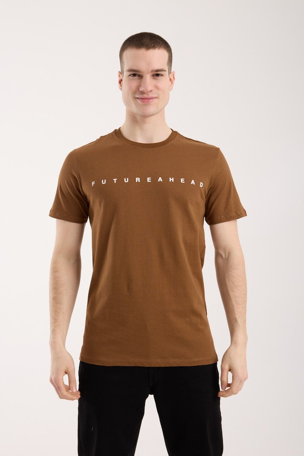 Erkek Minimal Yazı Detaylı Günlük T-Shirt