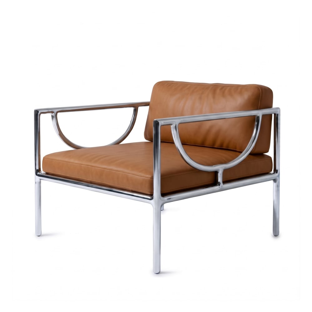 Gerçek Deri Taba Metal Berjer - Deco103