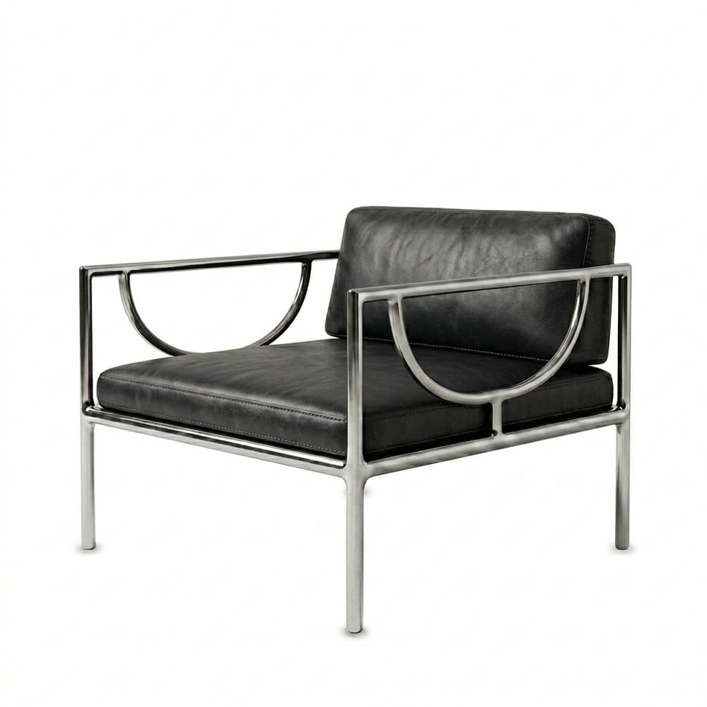 Lova Black Gerçek Deri Metal Berjer - Deco103