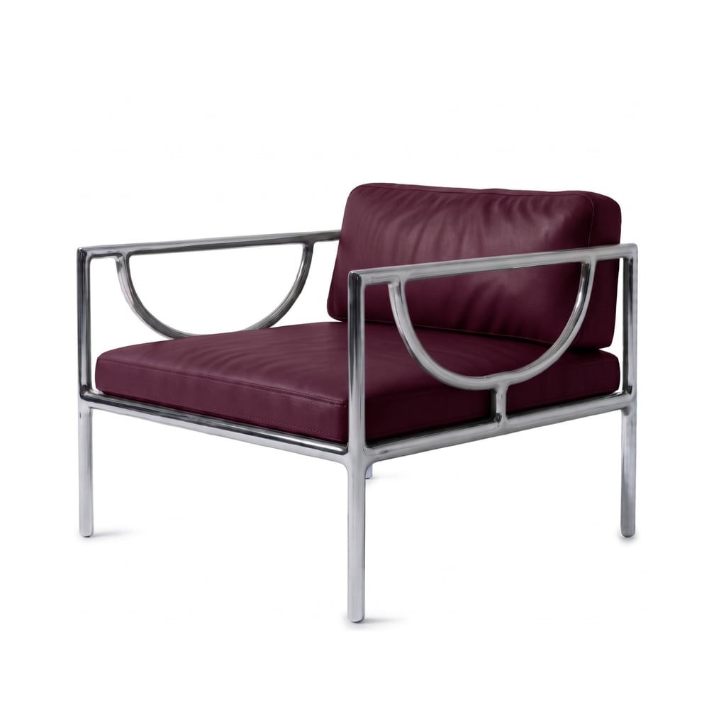 Mid-Century Modern Deri Berjer Vişne - Deco103-2