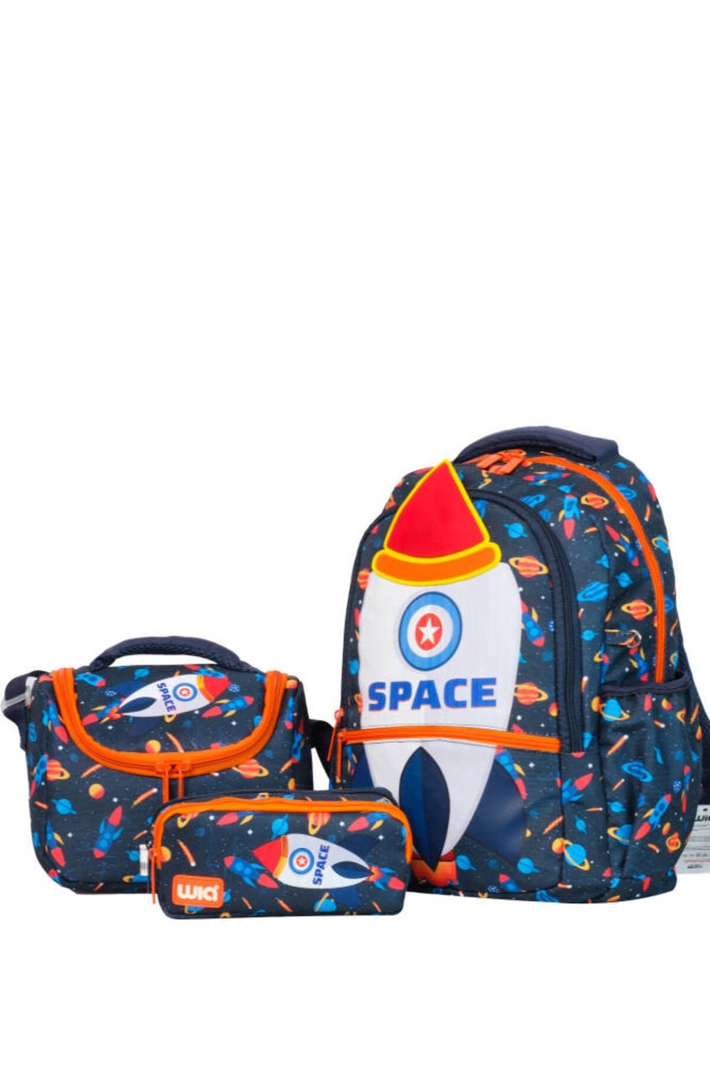 Space Desenli Çanta+Beslenme+Kalemlik 3 Lü İlkokul Çanta Seti