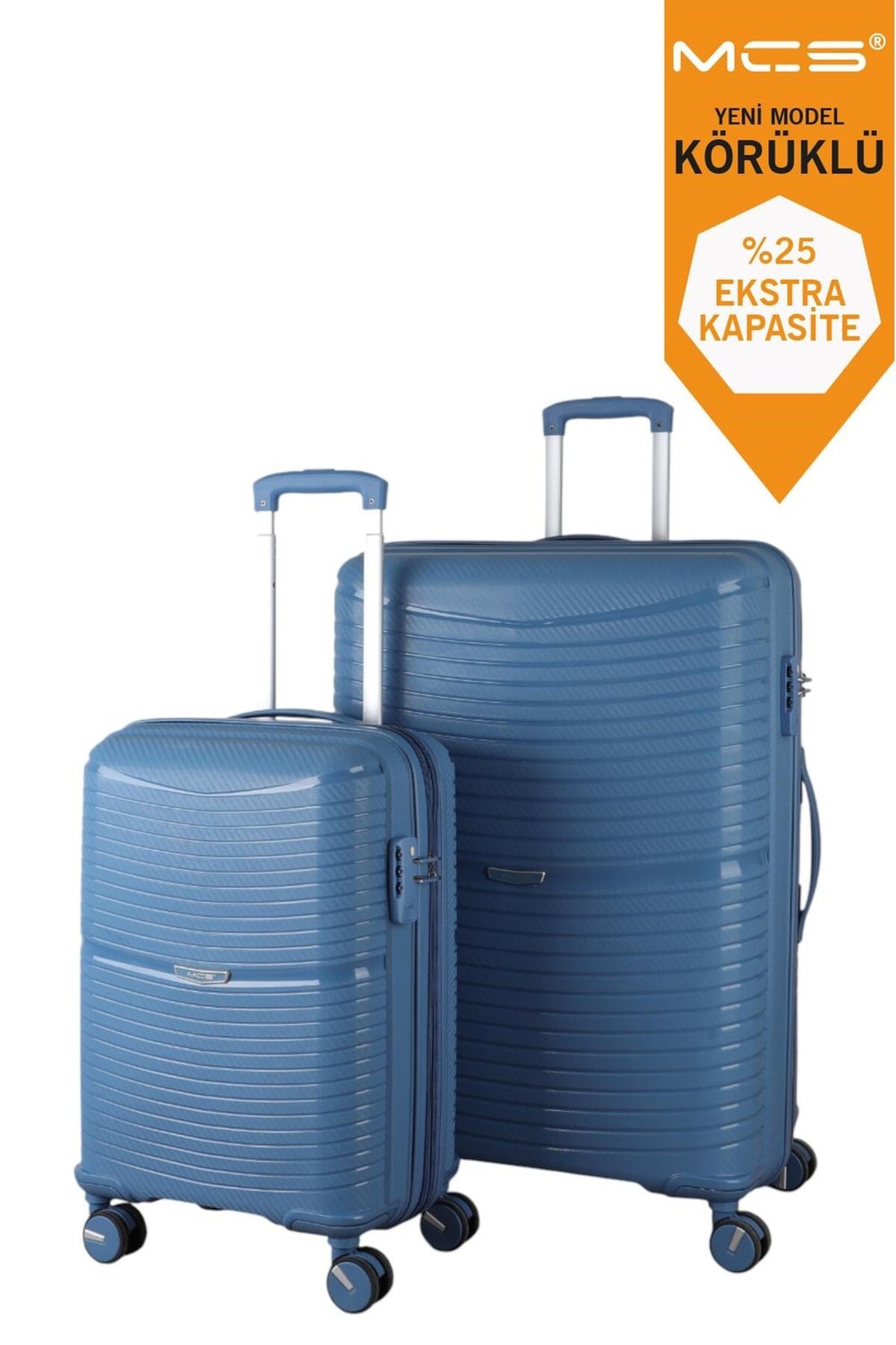 V379 AURA Y.ÜRETİM PP VALİZ 55 CM + 75 CM SİYAH SET