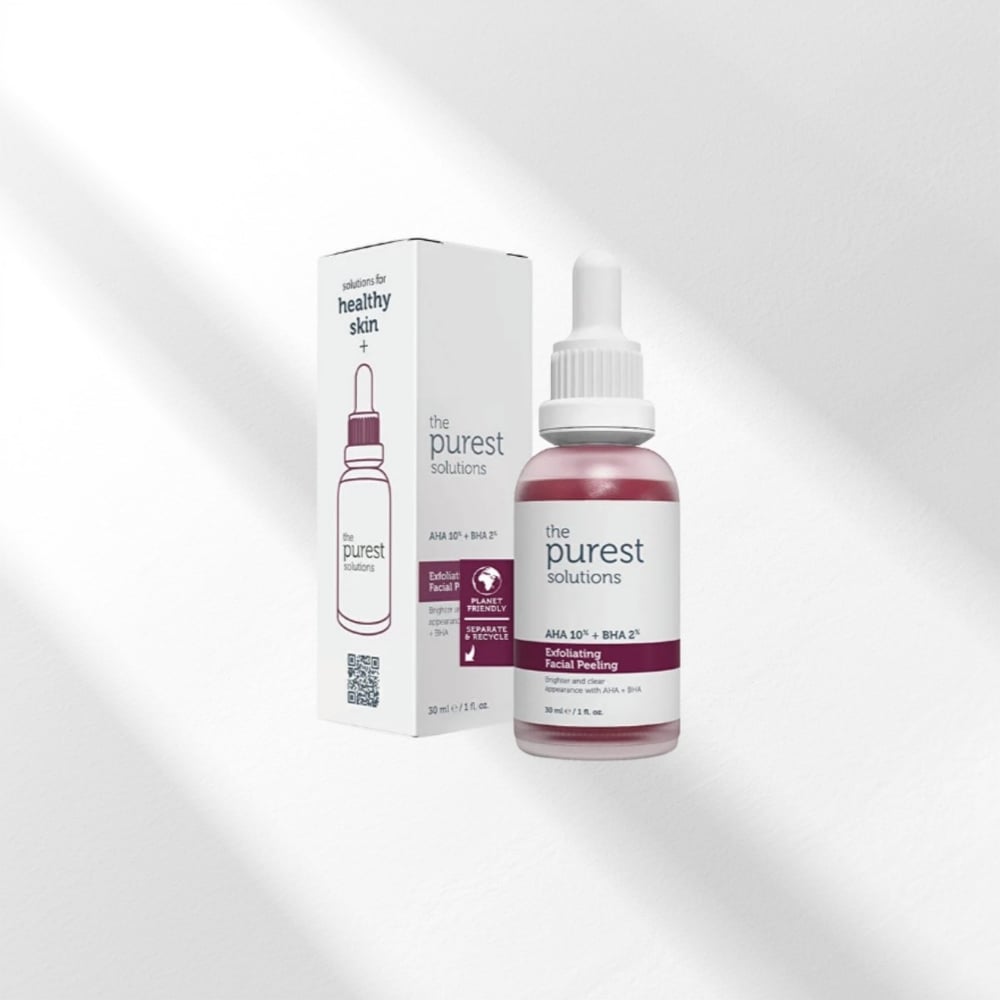 The Purest Solutions, AHA & BHA Canlandırıcı & Cilt Tonu Eşitleyici Kırmızı Peeling Cilt Bakım Serumu 30 ml (Aha 10% + Bha 2%)
