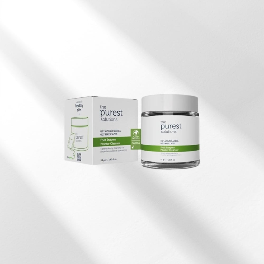 The Purest Solutions, Arındırıcı ve Canlandırıcı Tüm ciltler için Meyve Asitleri İçeren Toz Temizleyici 55 Gr (%0,2 Azelaik Asit & Malik Asit)