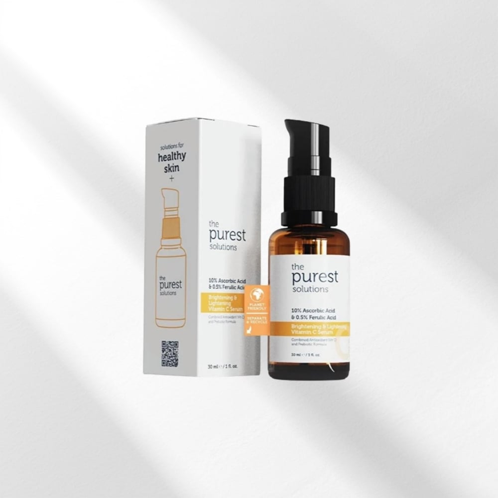 The Purest Solutions, C Vitamini Aydınlatıcı ve Cilt tonu Eşitleyici Cilt Bakım Serumu 30 ml (%10 Ascorbic Acid & Ferulic Acid%0,5)