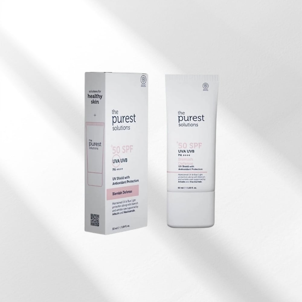 The Purest Solutions Lekeli Ciltler İçin Antioksidan Destekli Güneş Kremi, 50+ SPF UVA/UVB Blemish Defense, Antioxidant Protection